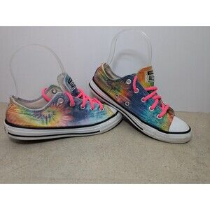 Converse Sneakers Girls Youth Size 2 All Star Tie Dye 369279F Multicolor Rainbow